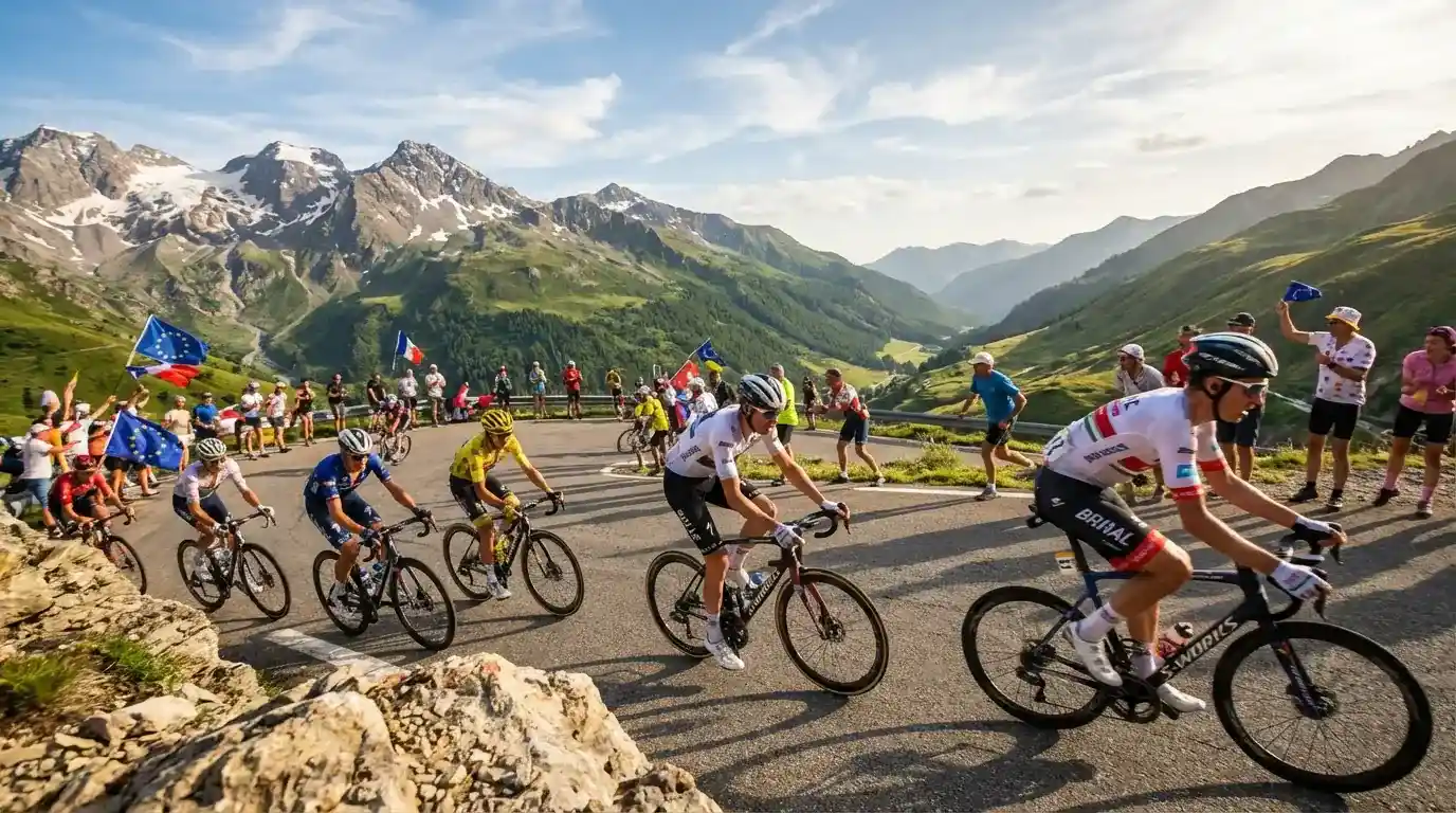 Pelotón del Tour de Francia rodando a alta velocidad durante una etapa en directo